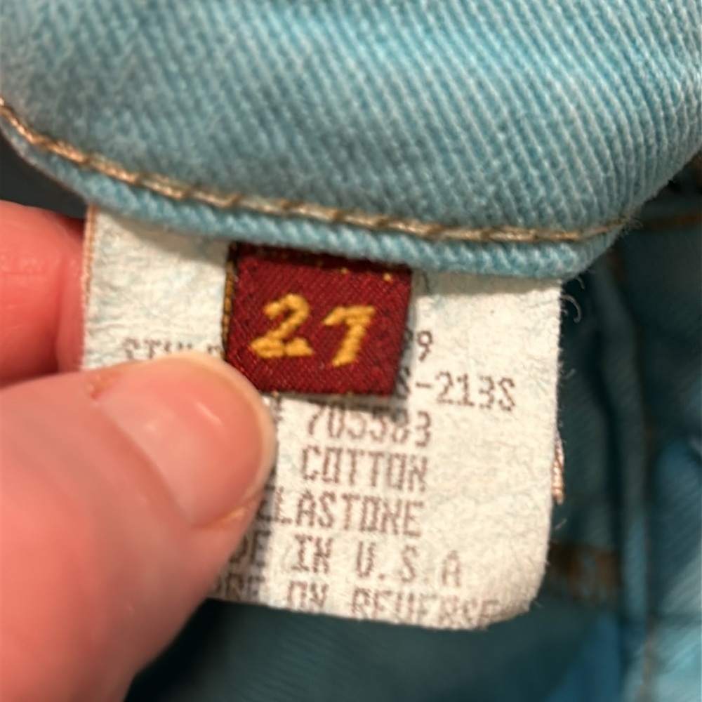 7 For All Mankind Flare Jeans 27 Bright Baby Blue Denim Made USA Vintage Y2K 00s - Picture 7 of 11